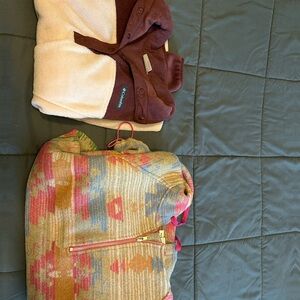 Columbia Two-Tone Fleece Jacket in Cream and Brown